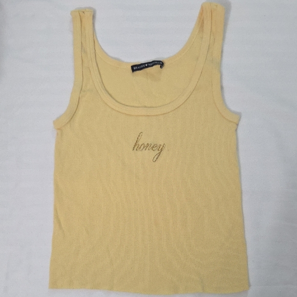 BRANDY MELVILLE, Honey Embroidered Yellow Tank top - Picture 1 of 6